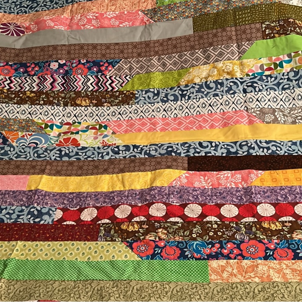 New Homemade Colorful Patchwork Cotton Quilt Top, 81”x61”